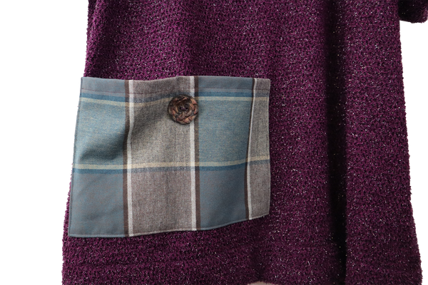 QUARTIERI Maxi pull in lana con fili in lamè e tascone in stile principe di galles