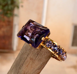 Bracciale Vintage ottone con cristallo viola