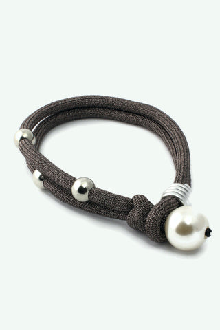 QUARTIERI Vintage Collana trasformabile cordone grigio, particolare in alluminio