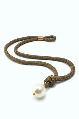 QUARTIERI Vintage Collana trasformabile cordone bronzo, particolare in rame e perla