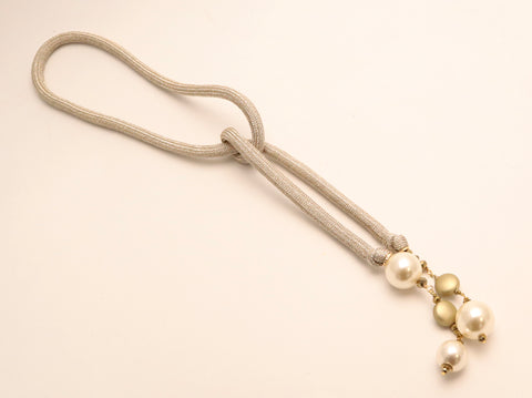 Vintage Collana Sciarpa lunga cordone e perle