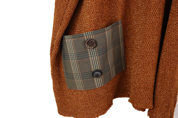 QUARTIERI Maxi pull in lana con fili in lamè e tascone in stile principe di galles