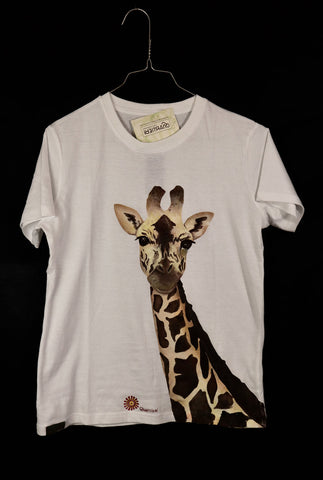 QUARTIERI T-Shirt Animals Bianca con Giraffa