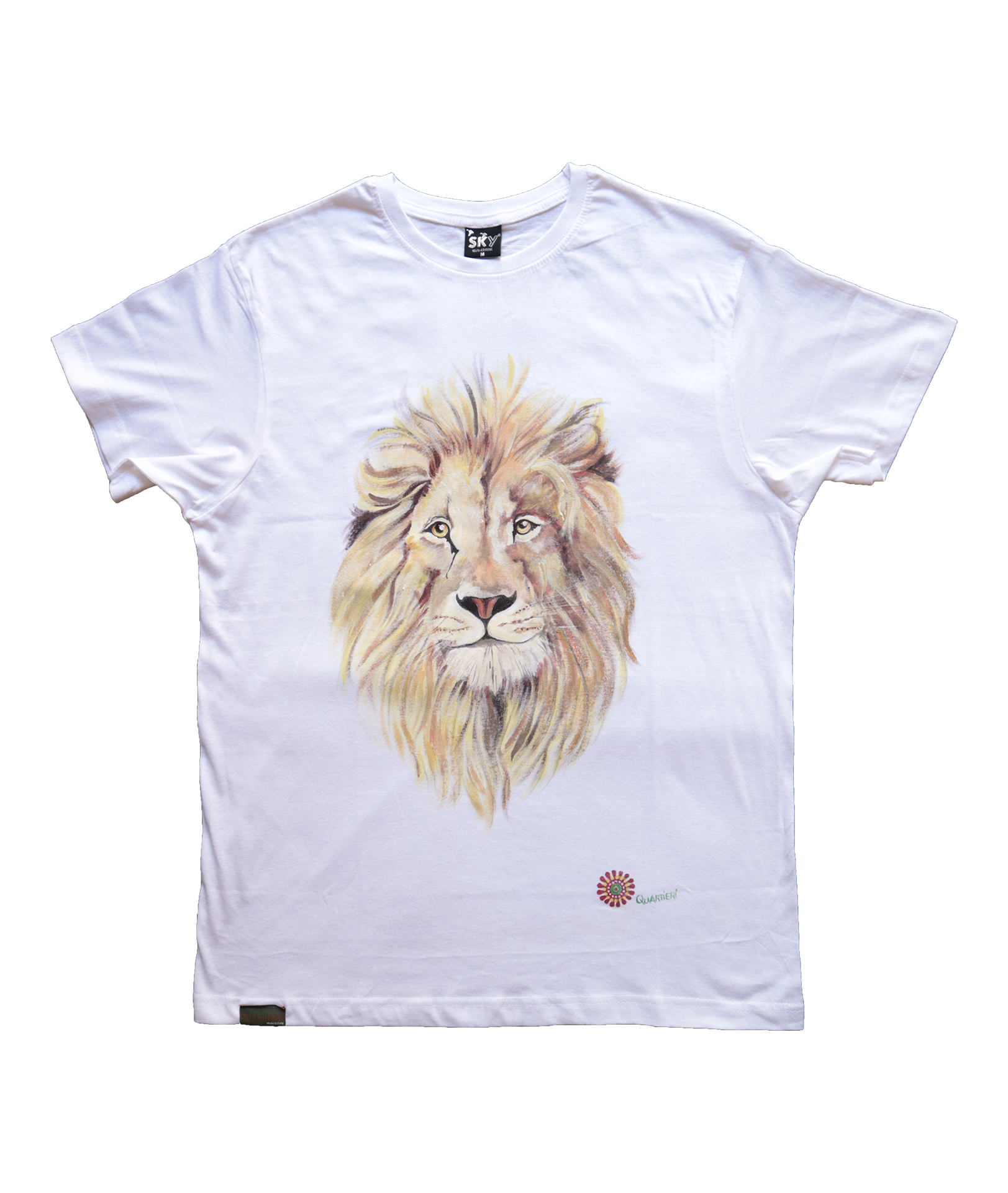 QUARTIERI T-Shirt Animals Bianca con Leone