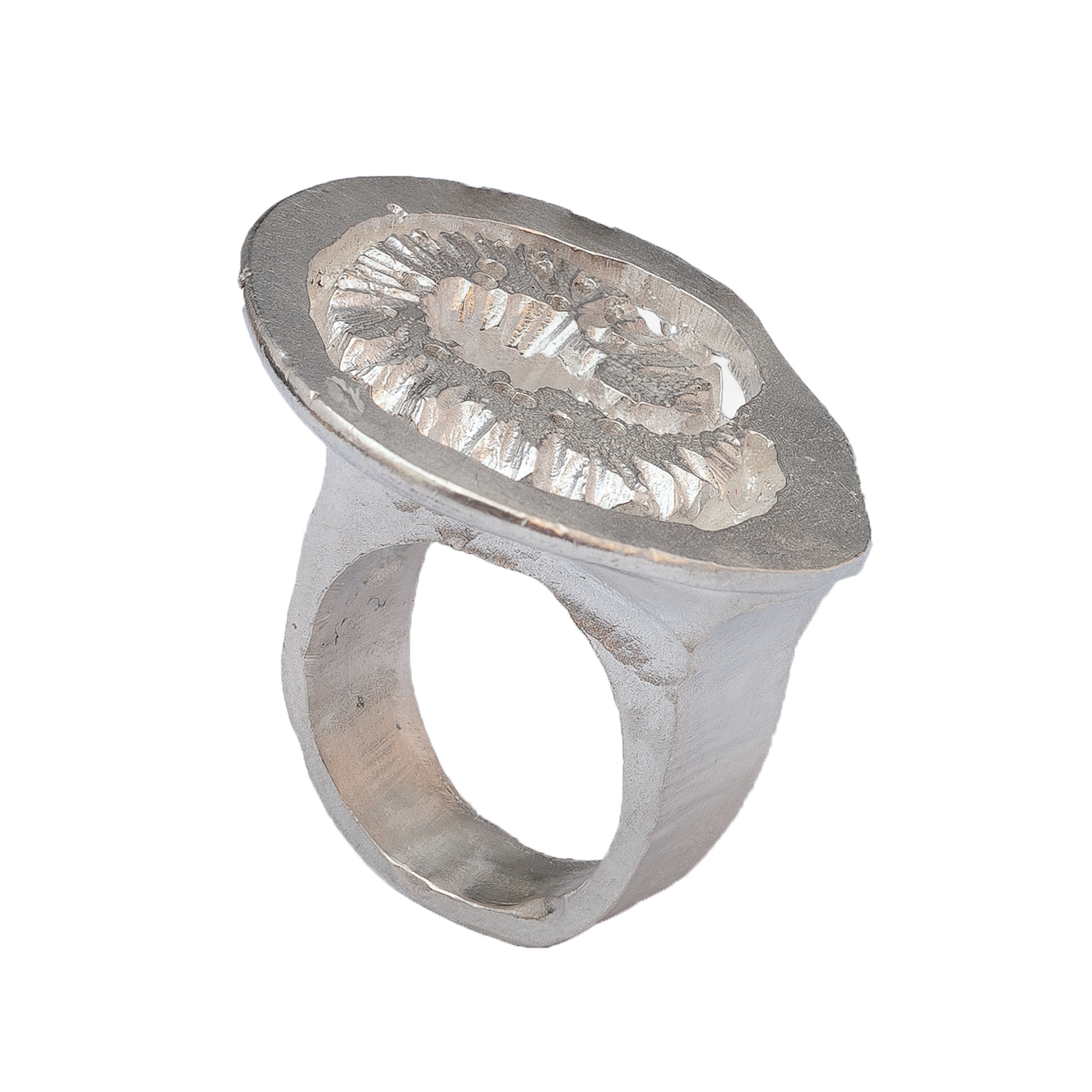 Anello fossile in argento 925(Pezzo Unico)