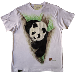 QUARTIERI T-Shirt Animals Bianca con Panda