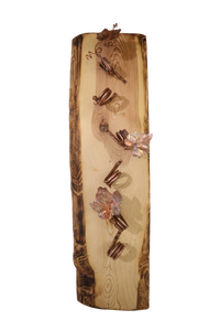 QUARTIERI Portavino in legno con foglie in rame