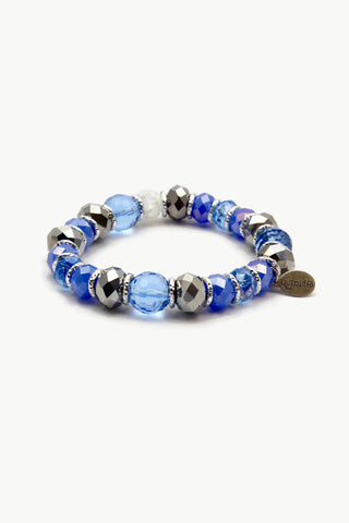 QUARTIERI Bracciale semirigido, cristalli blu e argento, regolabile