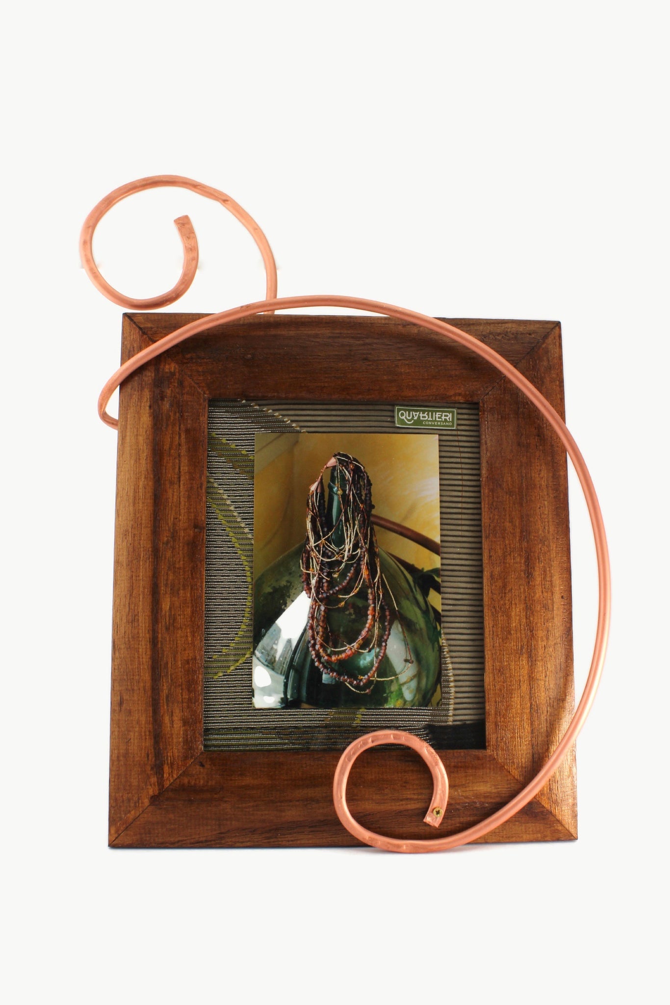 QUARTIERI Cornice in legno e spirali in rame 29x25cm