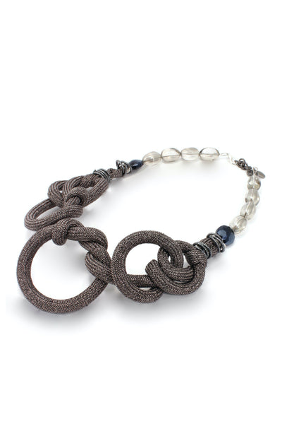 QUARTIERI Vintage Collana décolleté semirigido, alluminio e cristalli