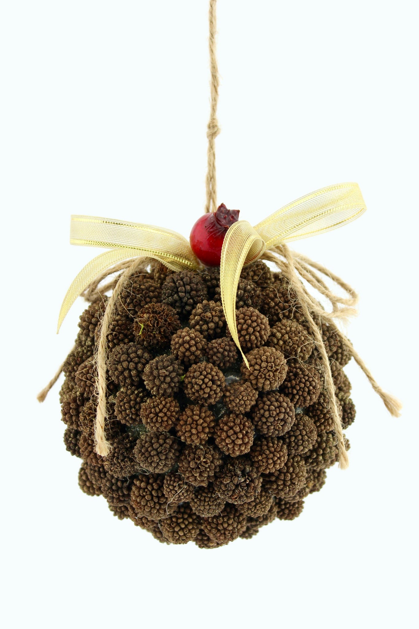 QUARTIERI Sfera decorativa con semi naturali e fioco dorato