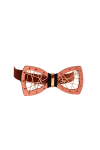 Papillon di legno ramato con filo di rame cucito