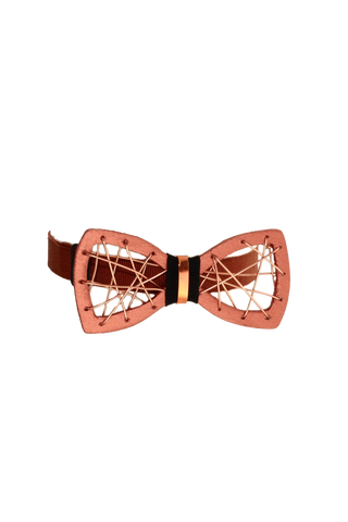 Papillon di legno ramato con filo di rame cucito
