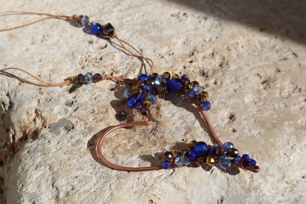 Collana di rame a forma di cuore con cristalli