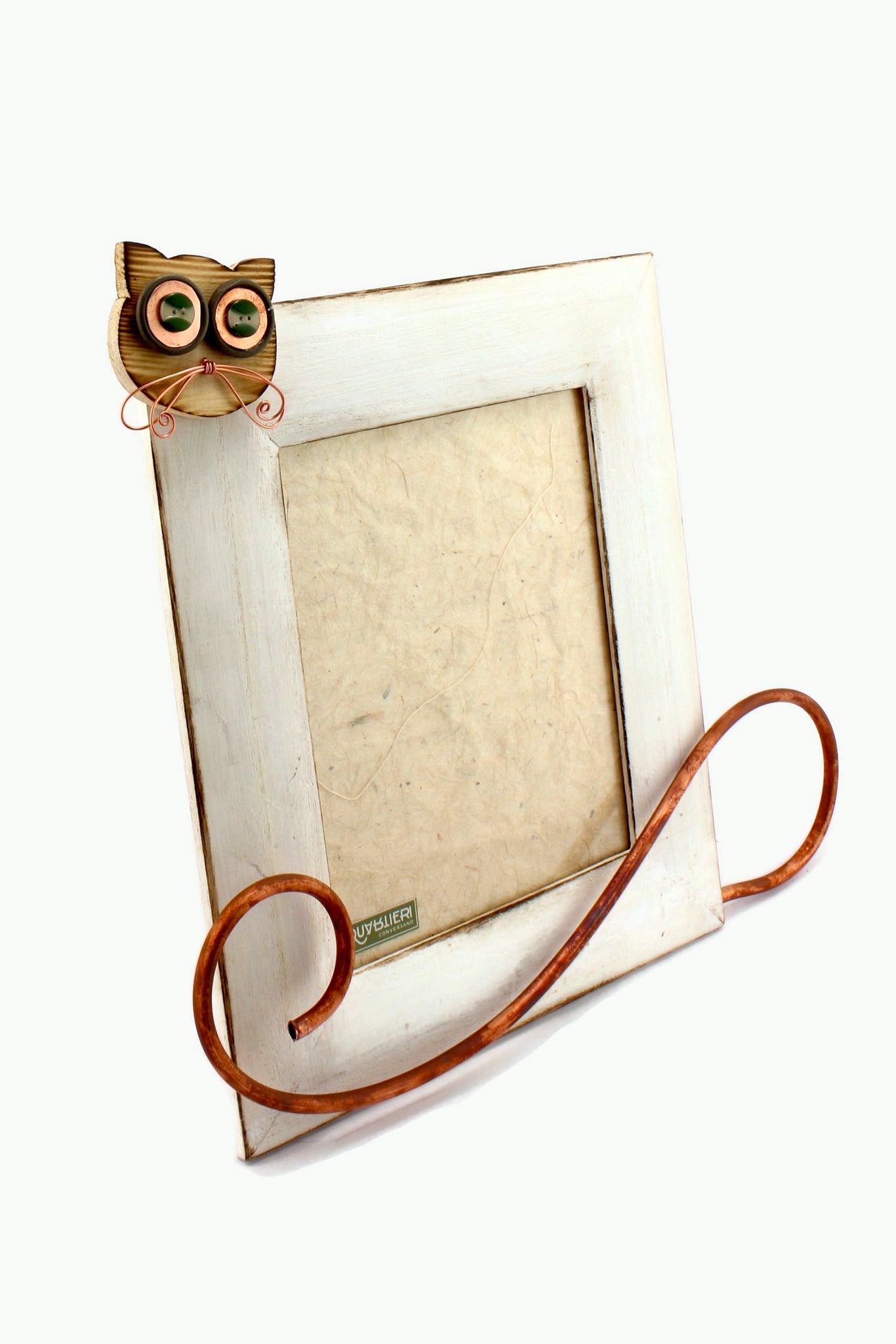 QUARTIERI Cornice in legno e rame Gatto lover verticale 16x20cm
