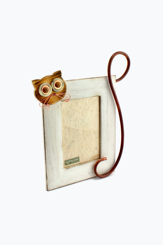 QUARTIERI Cornice in legno e rame Gatto lover verticale 10x15cm