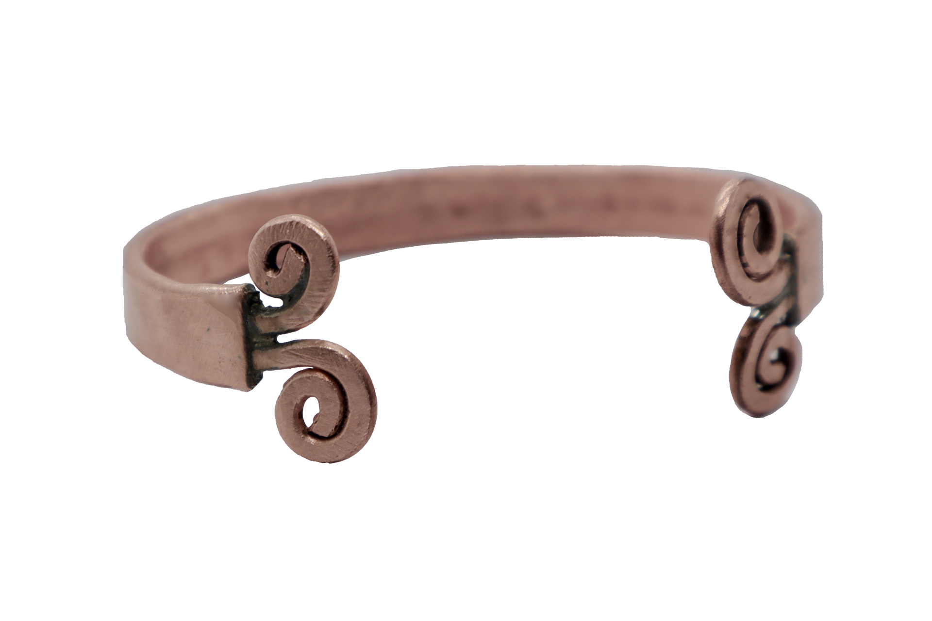 QUARTIERI Bracciale rigido in rame battuto con spirali saldate