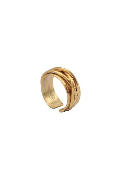 QUARTIERI Essentials Anello Unisex, bronzo giallo, regolabile