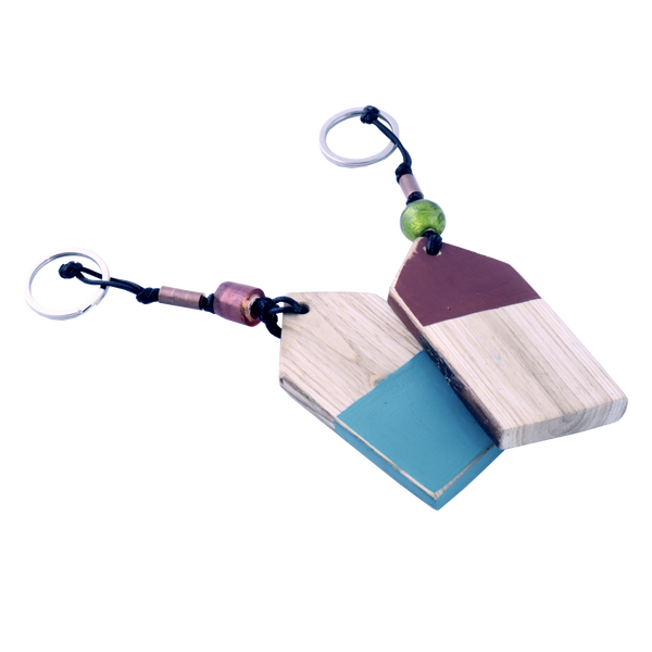 Portachiavi casetta in legno di castagno e vetro di murano