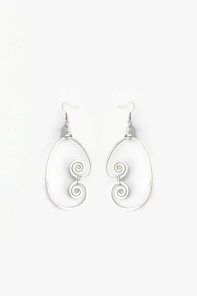 QUARTIERI Orecchini Klimt speculari, alluminio argentato ultraleggero