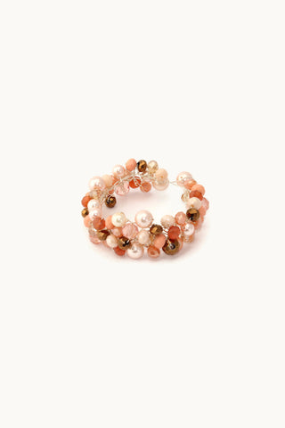 QUARTIERI Bracciale, semirigido, cristalli rosa e bronzo, regolabile