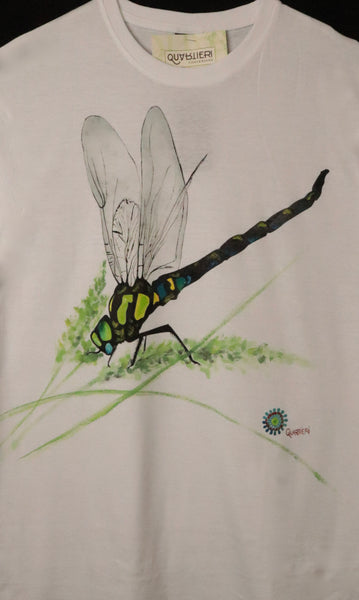 QUARTIERI T-Shirt Animals Bianca con Libellula
