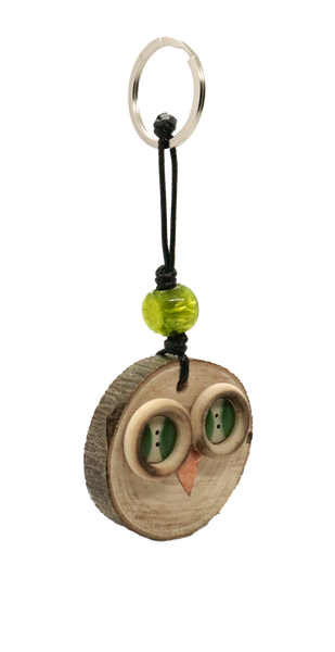 Portachiavi gufetto in legno e vetro di Murano