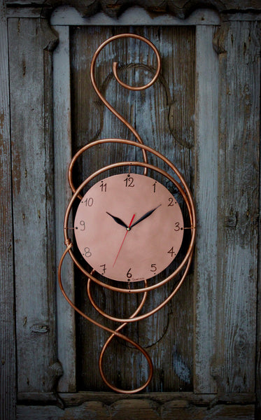 QUARTIERI Orologio a muro in rame chiave di violino