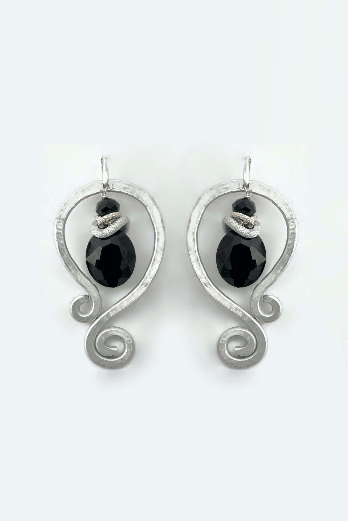 QUARTIERI Orecchini Klimt speculari, alluminio argentato ultraleggero