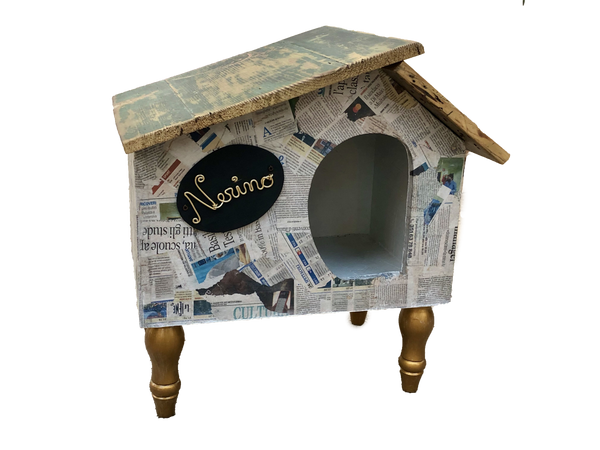 CAT-BED Casetta per gatti o cani con legno di recupero