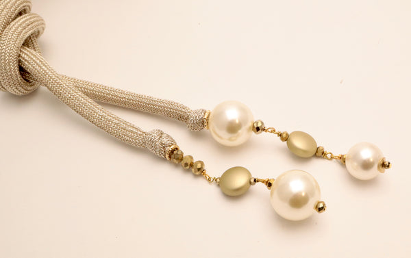 Collana Sciarpa lunga cordone e perle