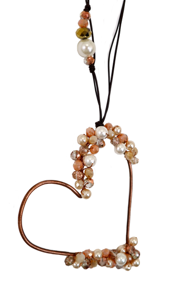 Collana di rame a forma di cuore con cristalli