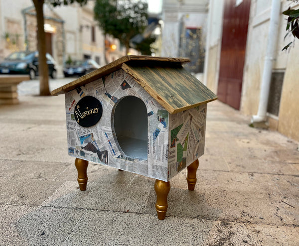 CAT-BED Casetta per gatti o cani con legno di recupero