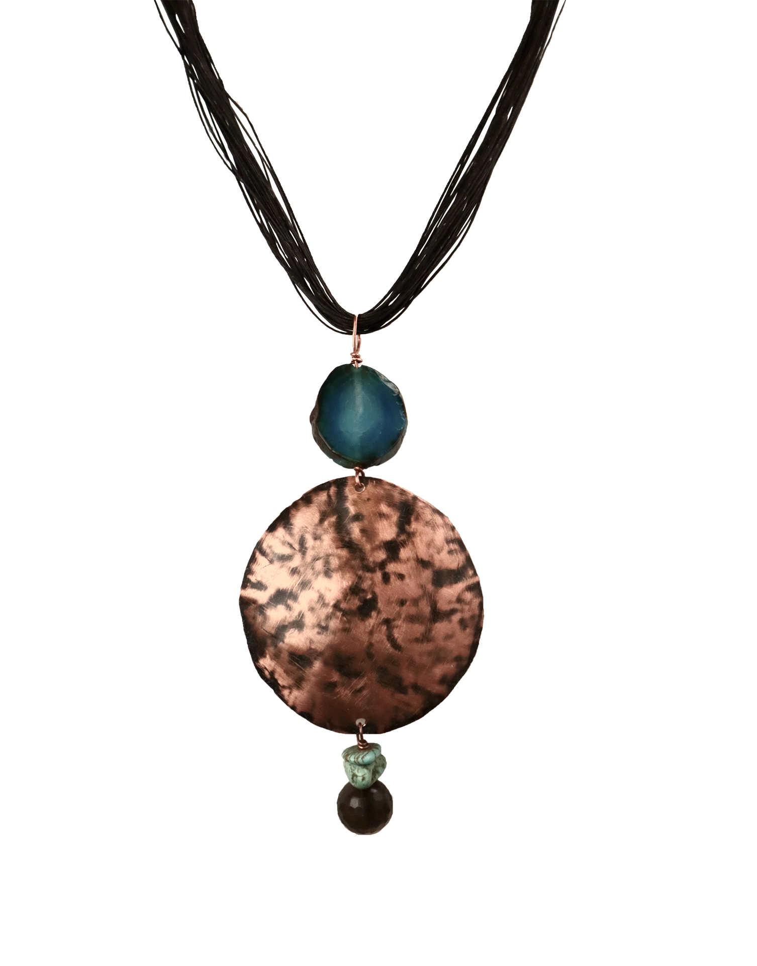 Collana con medaglione pendente in rame Medio