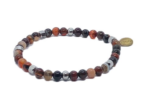 QUARTIERI Bracciale Uomo marrone con sfere di corniola