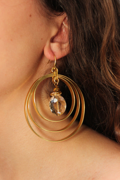 QUARTIERI Orecchini cerchi alluminio dorato, ultraleggero