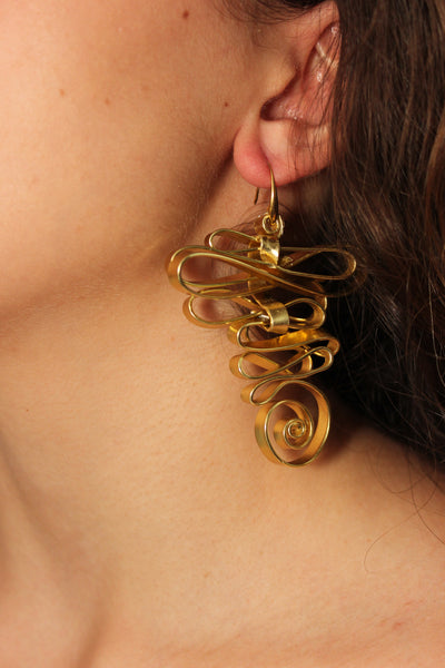 QUARTIERI Orecchini Klimt, alluminio dorato