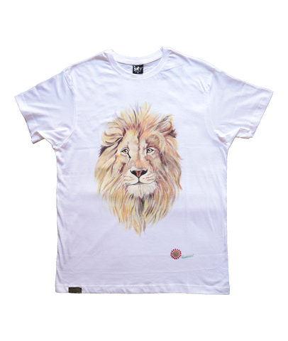 QUARTIERI T-Shirt Animals Bianca con Leone
