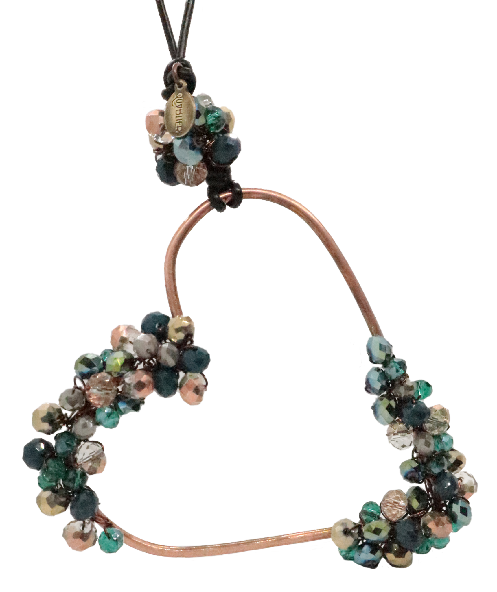 Collana di rame a forma di cuore con cristalli