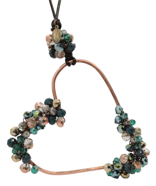 Collana di rame a forma di cuore con cristalli