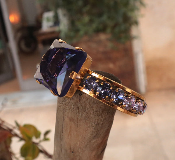 Bracciale Vintage ottone con cristallo viola