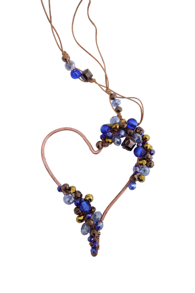 Collana di rame a forma di cuore con cristalli