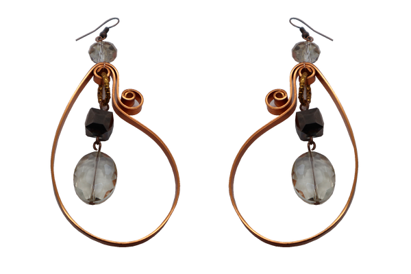 QUARTIERI Orecchini Liberty in rame con pietra trasparente