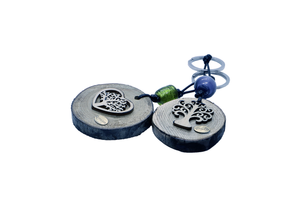 Portachiavi in legno e vetro di Murano