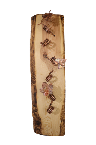 QUARTIERI Portavino in legno con foglie in rame