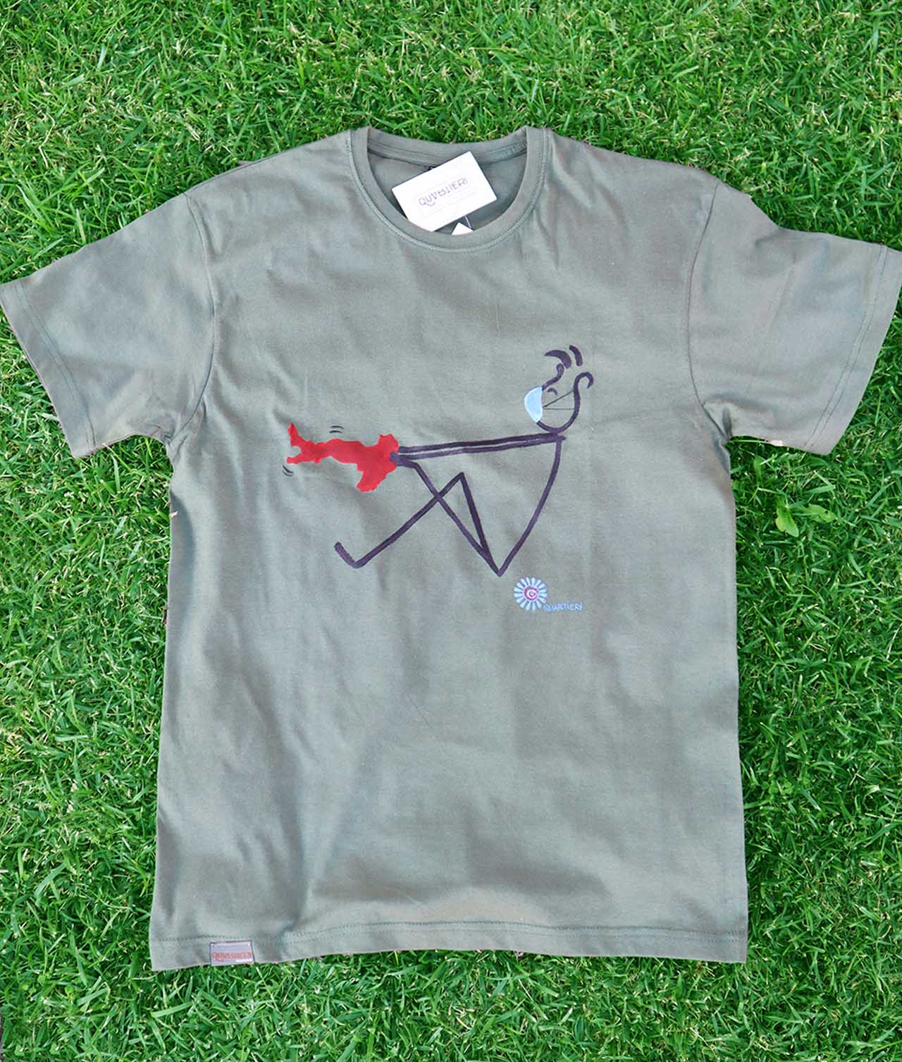 QUARTIERI T-shirt T-SPILLO Covid Verde Militare