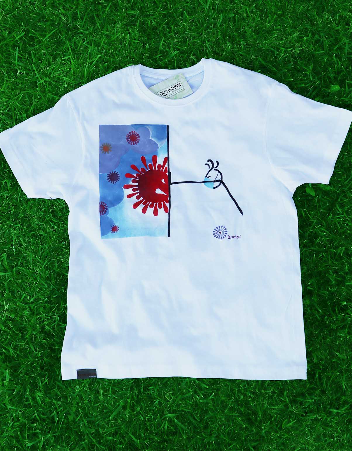 QUARTIERI T-shirt T-SPILLO Covid Bianca